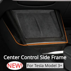 Marco lateral de Control central para Tesla modelo 3 +, cubierta de marco de pantalla de carga inalámbrica de fibra de carbono Real, nuevo Modelo 3 Highland 2024