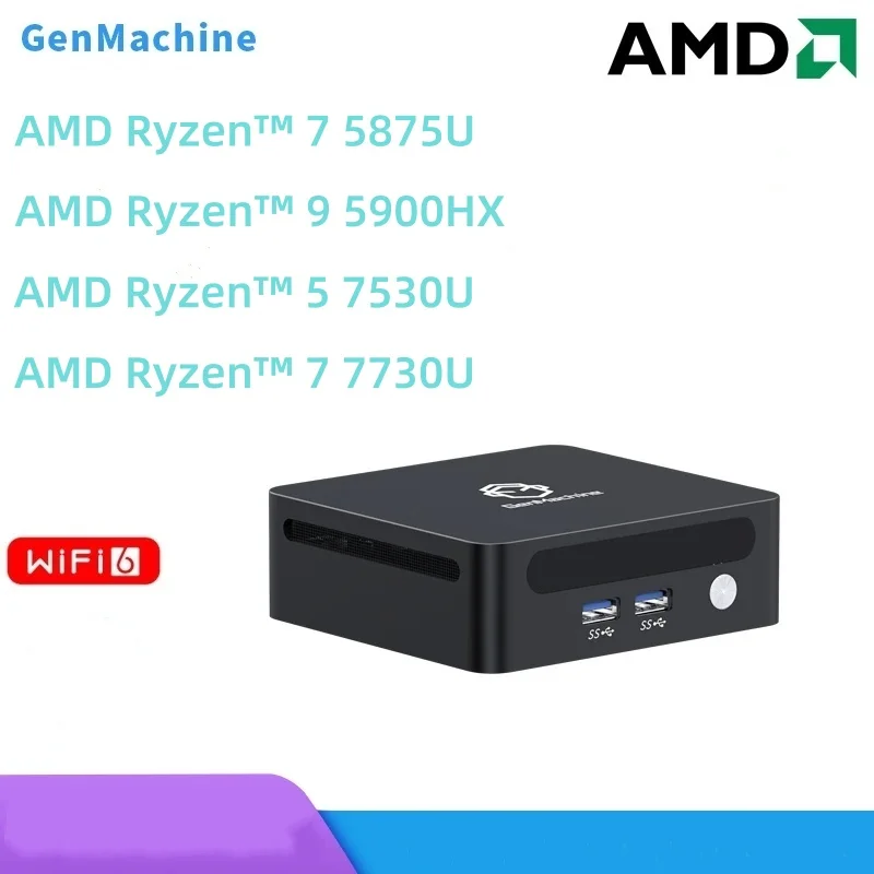 

Мини-ПК GenMachine Ryzen 5875U 5900HX 7530U 7730U AMD GPU Win11 DDR4 RAM WiFi6 Настольные компьютеры Мини-ПК игровой компьютер своими руками