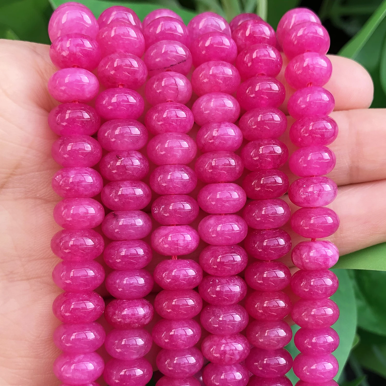 Natural Rondelle Stone 5x8mm Fuschia Jades Abacus Round Loose Spacer Beads for Jewelry DIY Bracelet Earrring Making Accessories