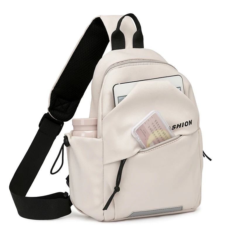 حقيبة كتف رجالية من النايلون مناسبة لكل من الرجال والنساء، مع أشرطة كتف قابلة للتعديل وإغلاق بسحاب