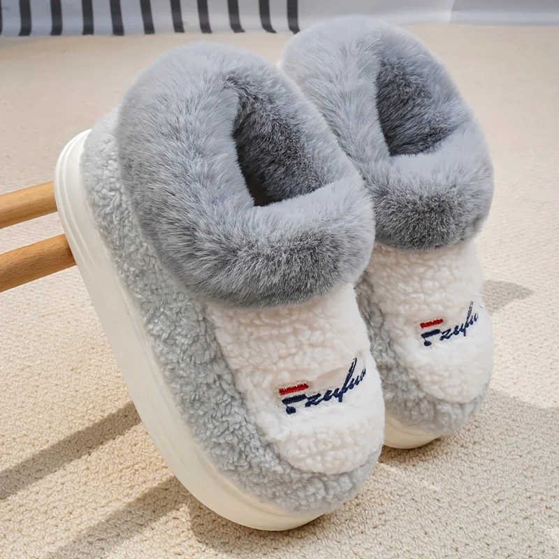 رجل شبشب شتوي كبير الحجم سميكة عدم الانزلاق إيفا وحيد ساخنة الصوف بطانة داخلي في الهواء الطلق استخدام تصميم رباط الحذاء مخطط