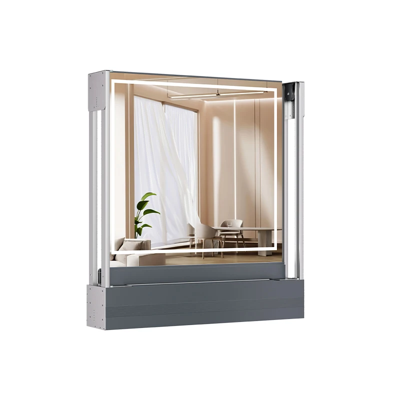 Factory Supply Electric Smart Lift Hiding Makeup Cosmetic Vanity Mirror With Light For Bathroom Bedroom