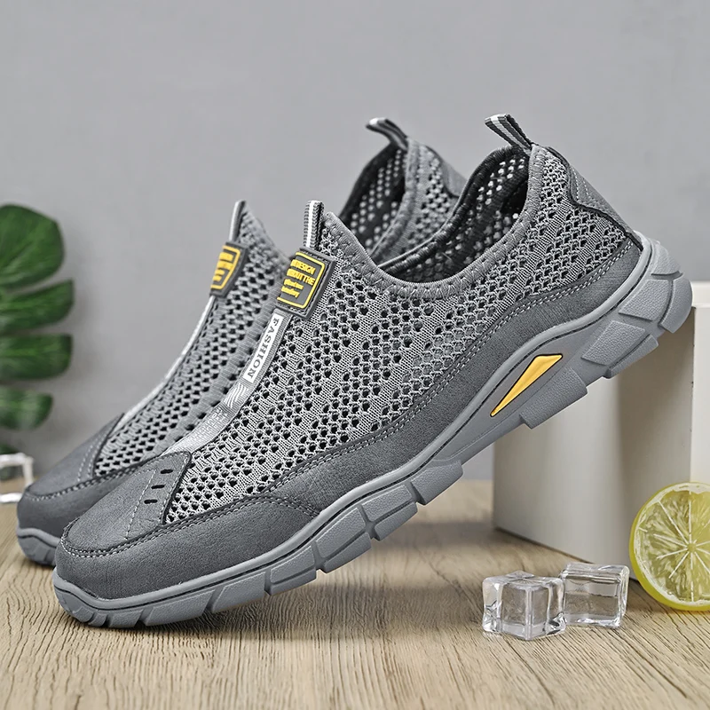 

Men Summer Breathable Lightweight Thin Mesh Shoes Suitable for Outdoor Leisure Sports Hollow Out Anti Slip Walking Shoes