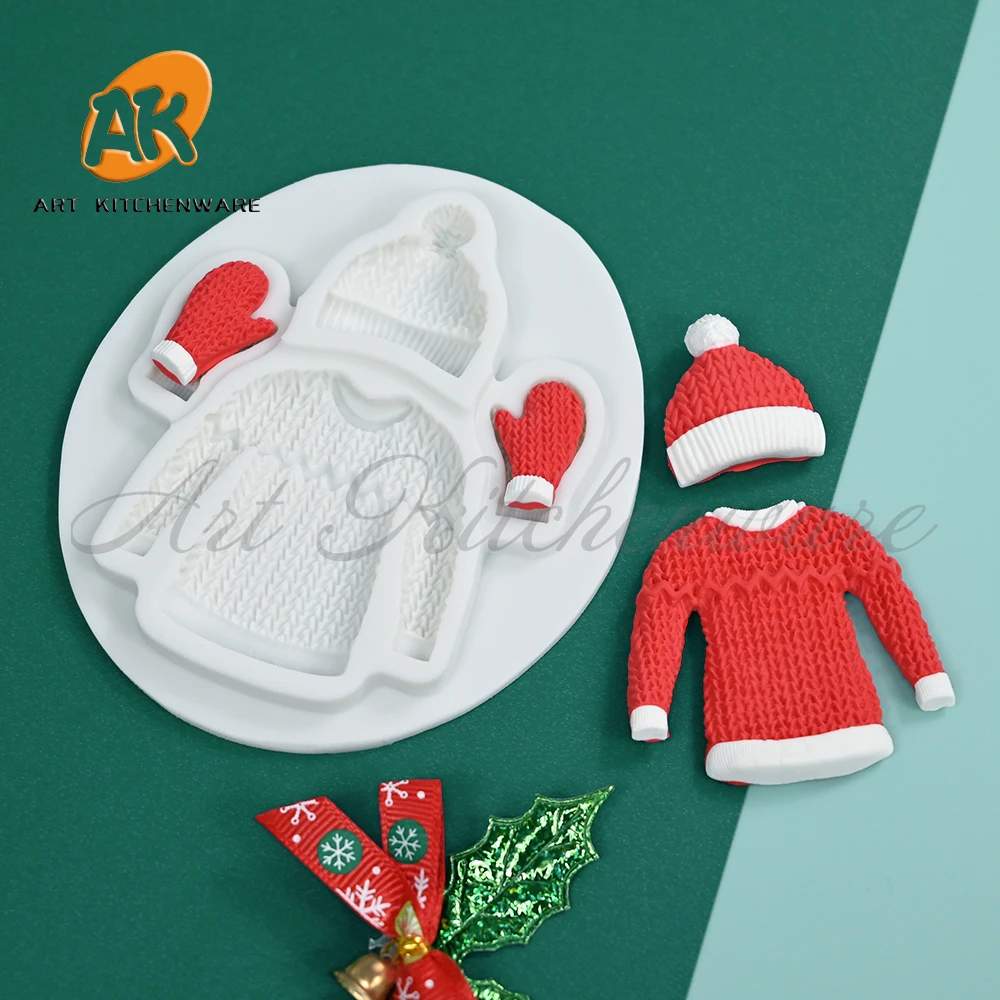 Christmas Silicone Mold Sweater Fondant Cake Decoration Silicone Mold Hand Made Decorating Leaves Chocolate Candy Kitchenware