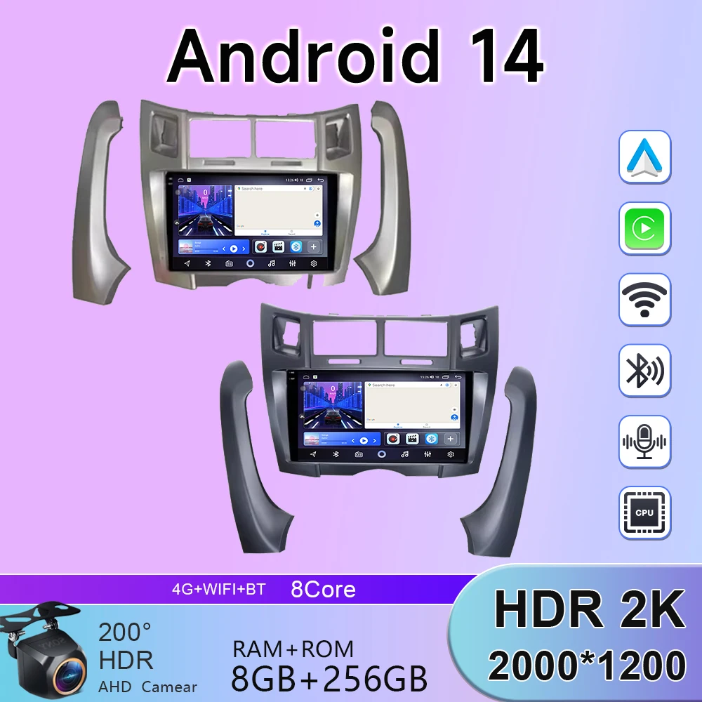 

9 inch For Toyota Yaris Vizi 2005 - 2012 Android 14 Carplay Auto Multimedia Player Car Radio Wireless GPS Navigator 4G WIFI BT