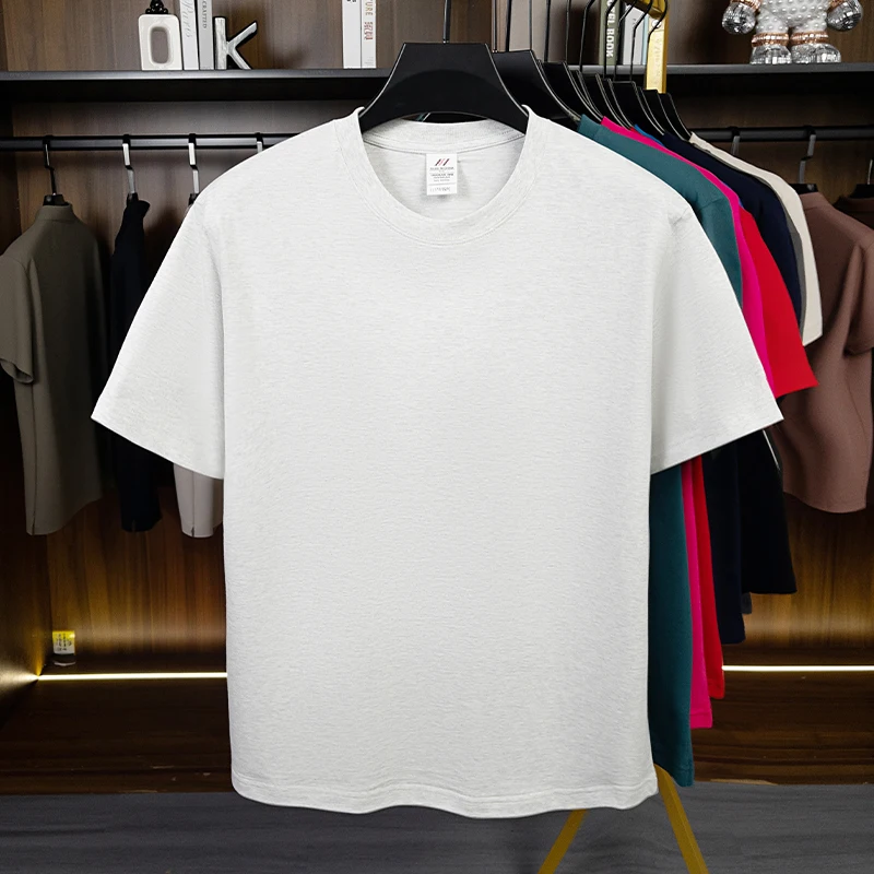 230g Combed Cotton Men's T-Shirt Soft Short Sleeve Crew Neck Basic 100% Cotton Tee Undershirt Breathable Tagless Streetwear