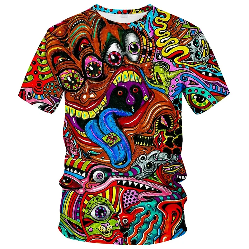 Buntes trippy T-Shirt für Männer 3d gedruckte Malerei coole Designs T-Shirt T-Shirts Sommer lässig Fitness studio Kurzarm bequem