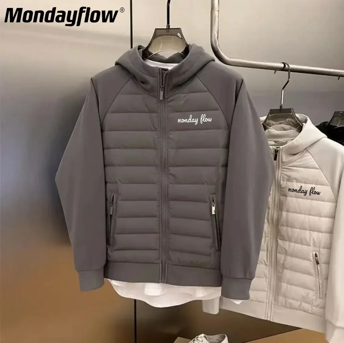 Monday Flow Down Jacket Men Women Golf Clothing Loose Coats Couple Golf Coat Casual Sport Korea White Duck Down Golf Wear