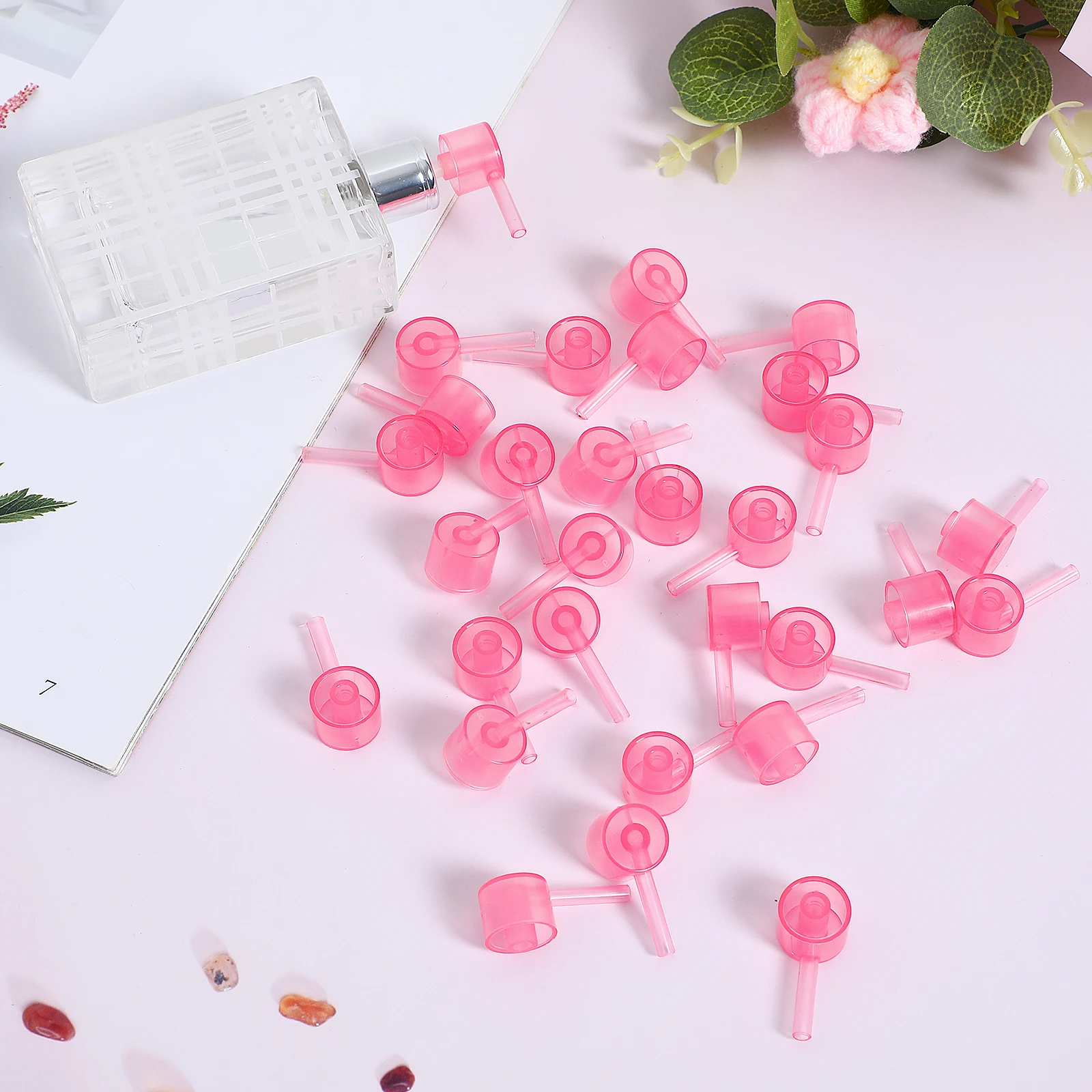 30Pcs Press Dispensing Head Perfume Accessories Pink Convenient Size No Assemble Perfume Transferring Tools Liquid