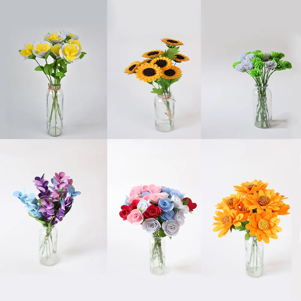 

10pcs Non-Woven Bouquets Small Sunflowers Fresh Colors Roving Felt Handwork Material Diy Cloth Craft Needle Felting Supplies