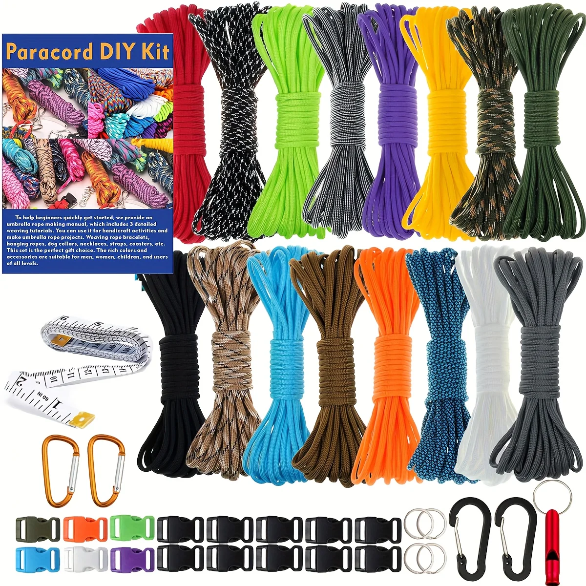 16 Color Seven Core Braided Cord Diy Bracelet Making Weaving Guide Included Craft Set For Daily Handmade Art Projects Outdoor