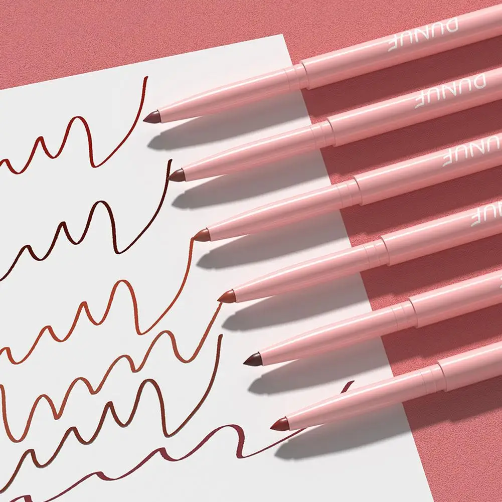 Lápiz Delineador de labios mate, rojo, marrón, duradero, resistente al agua, contorno de labios, pigmento rico, lápiz labial hidratante no pegajoso, 6 uds.