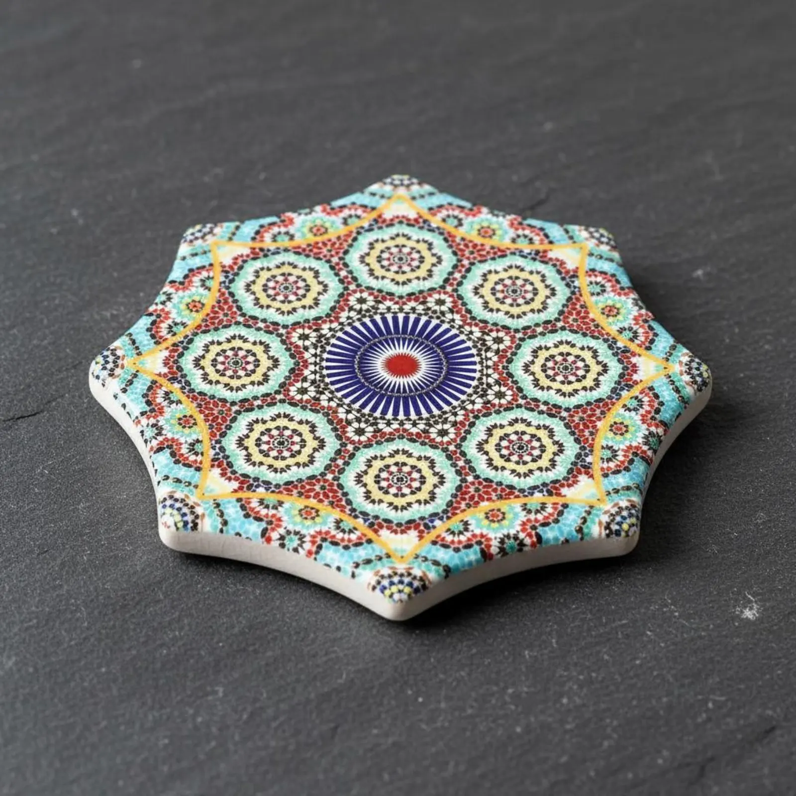

Ceramic Coaster South Seas Theme Tea Cup Coaster Tea Cup Mat Embossed Table Accessory Decorative for Homestay, Coffee Shop