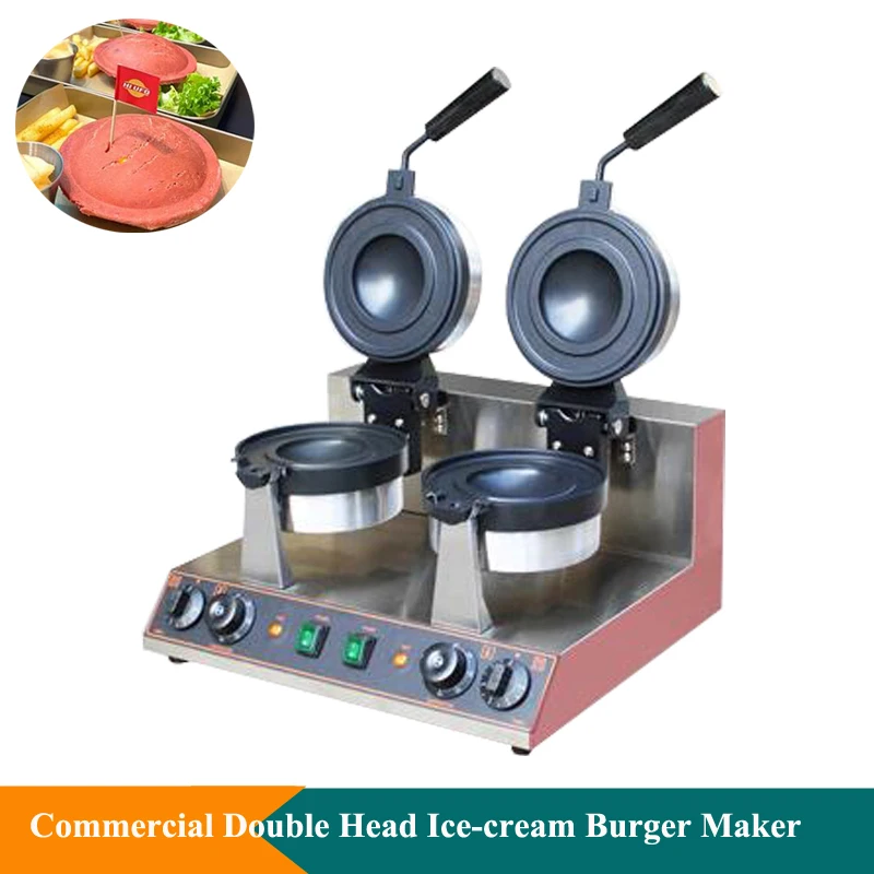 Küçük İşletmeler İçin Elektrikli Dondurma Burger Makinesi Gelato UFO Burger Makinesi Çift Kafa Hamburger Pres Makinesi
