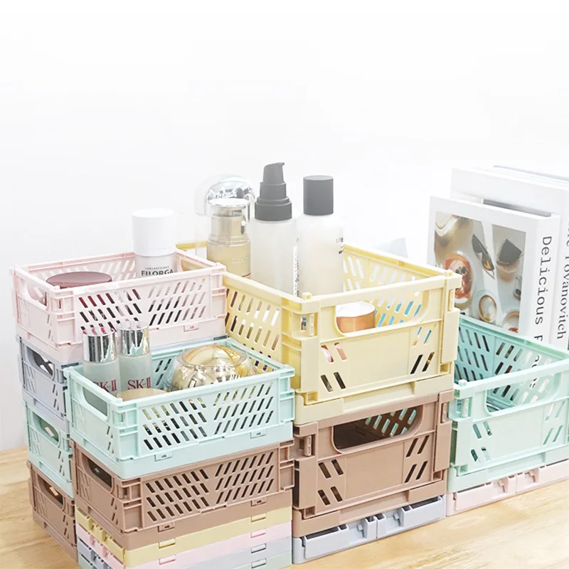 Stapelbare Make-up-Schmuck-Spielzeugboxen für Aufbewahrungsbox, Organizer, tragbare Aufbewahrungskiste aus Kunststoff, zusammenklappbarer Box-Korb