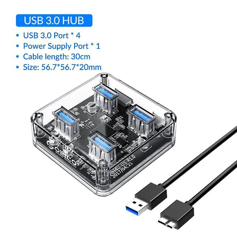 ORICO 4/7 puerto USB 3,0 Hub adaptador divisor de fuente de alimentación Dual OTG USB C cargador Hub alimentado PC accesorios periféricos de ordenador