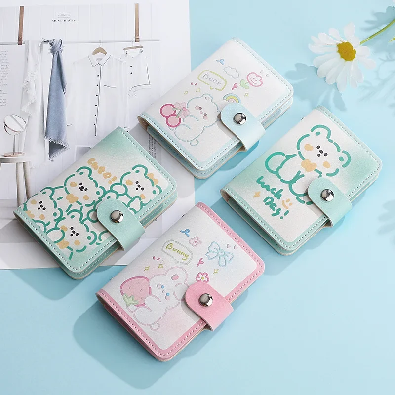 22 Slots Cute Cartoon Card Holder PU Leather Credit Card Case Business ID Card Bag Portable Purse Wallet Kawaii Photocard Holder