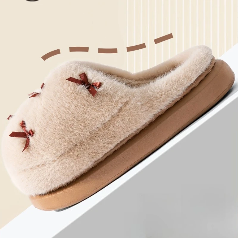 شبشب شتوي نسائي جديد من القطيفة لعام 2025 - أحذية منزلية فائقة النعومة "الراحة السحابية"، نعل سميك مبطن بالصوف، شرائح داخلية للمنزل