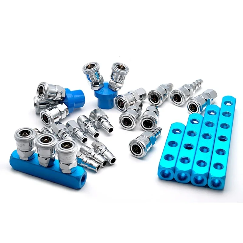 Pneumatic Fitting Compressor Fittings 1/4 Quick Connector Air Gas Distributor For Pump Tool Coupler Manifold Multi Splitter