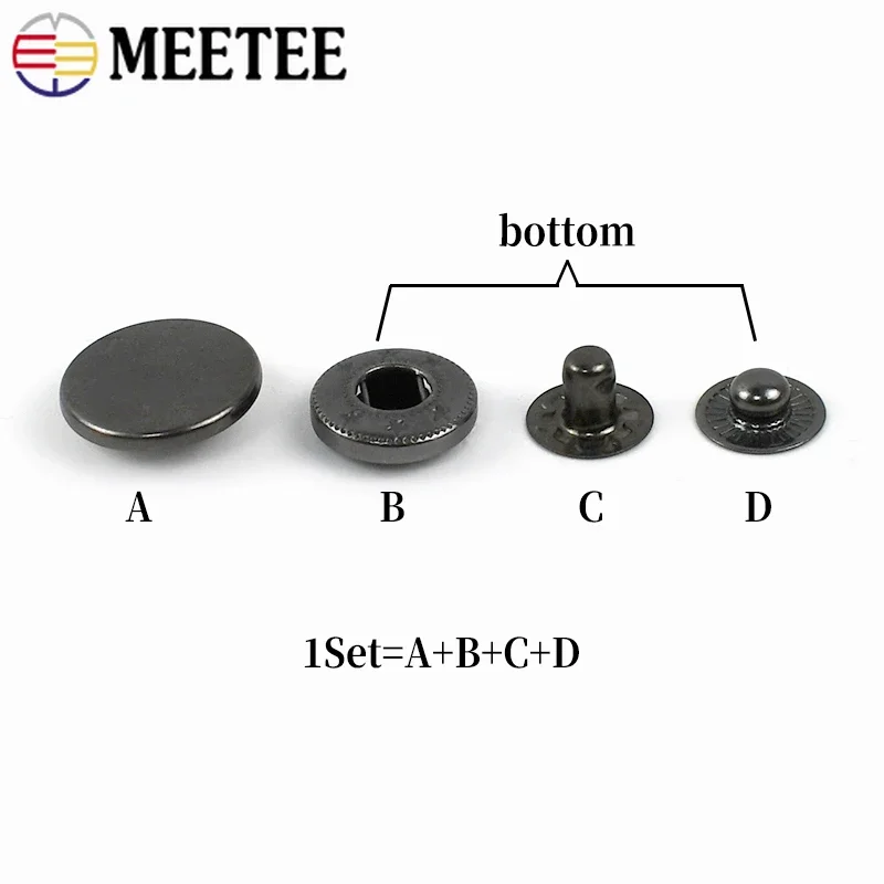 30sets meetee 10-25mm kov drobnost knoflíků pro oblečení bunda kabát tisk hřeby tlačítko garment dekorační přezkami řemeslo příslušenství