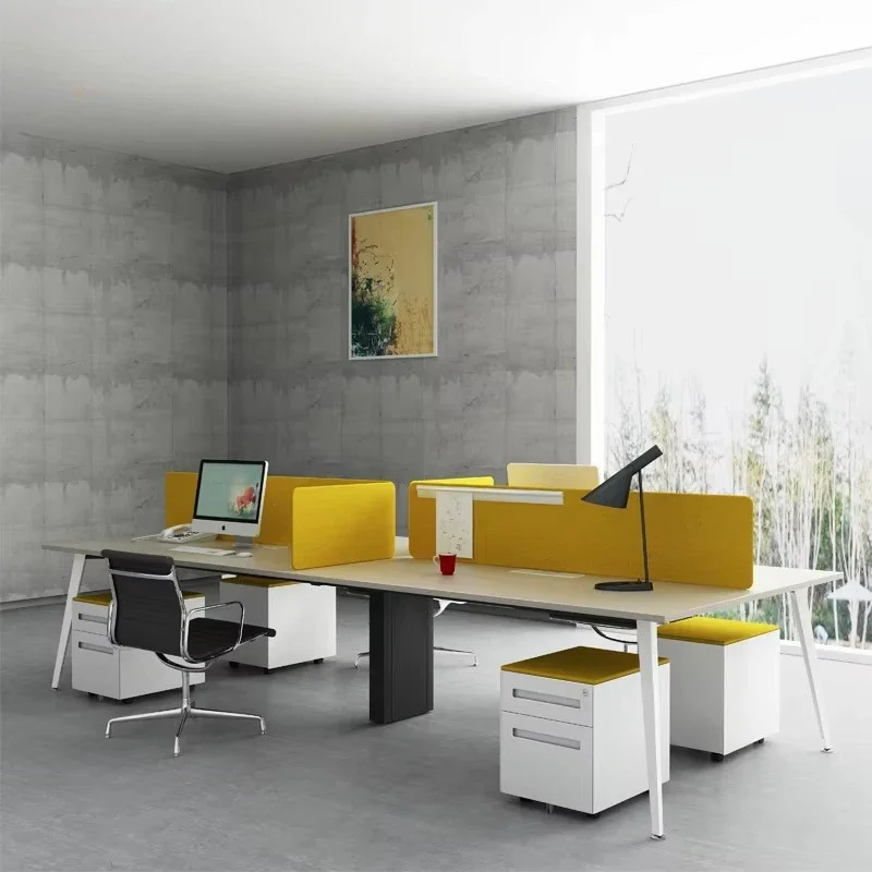 The latest modern convertible office workstation desk with metal frame for 4 people