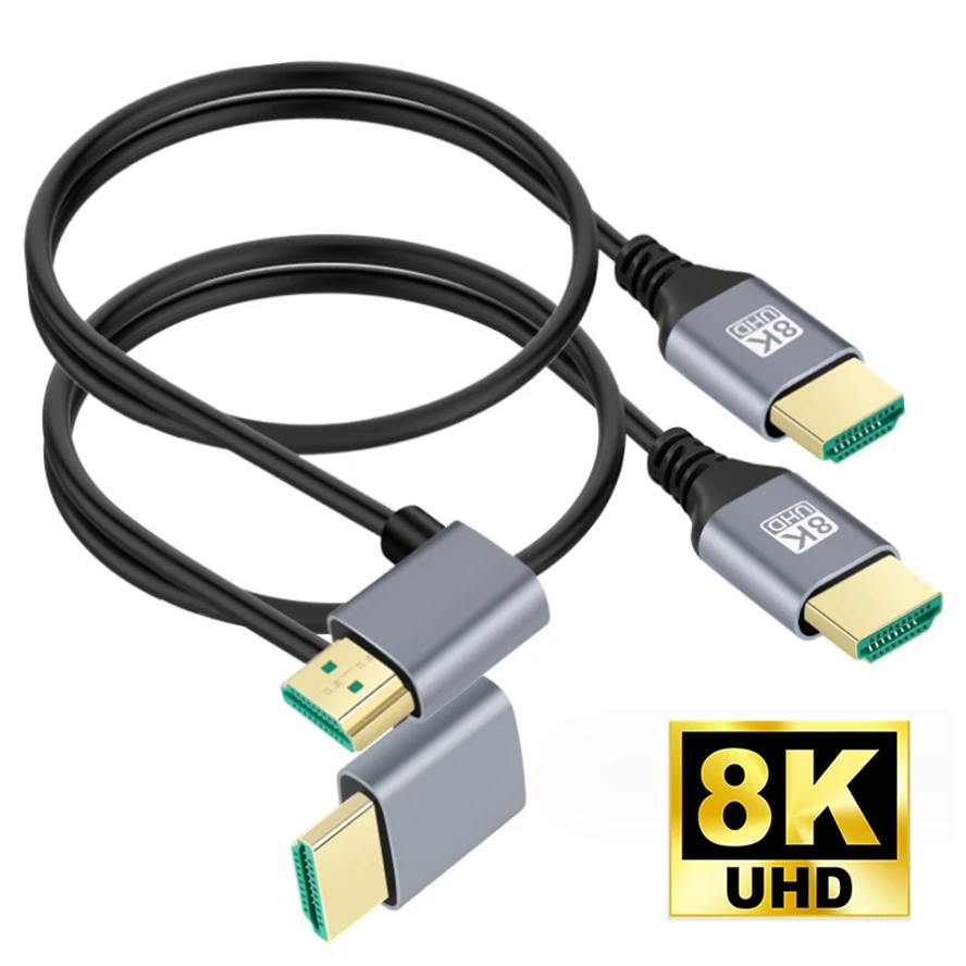 90 Degree HDMI Cable 8K 60Hz 4K 120Hz 48Gbps with EARC ARC HDCP for Ultra High Speed HDR on HDTV PC Laptop Projector PS4 PS5