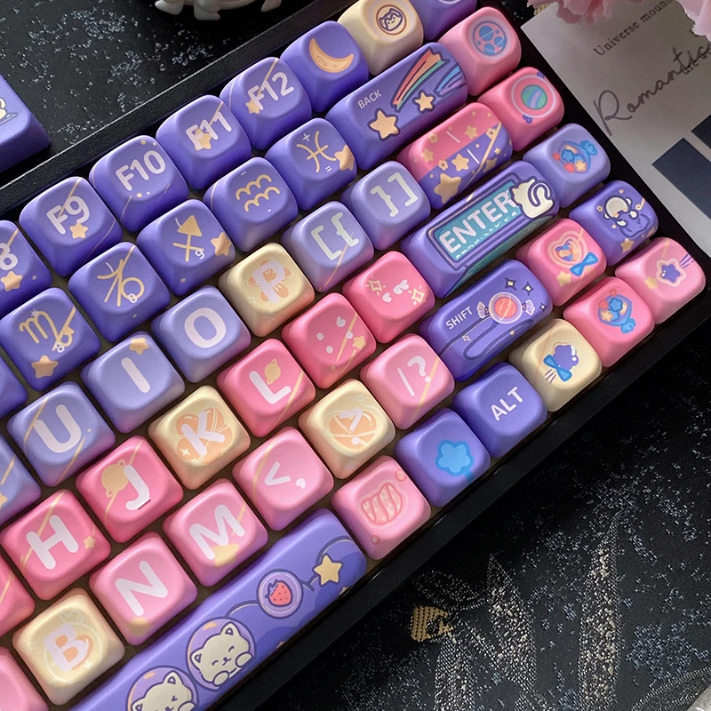 

XVX Colorful PBT Keycaps Purple Candy Theme SOA Profile Cute Cartoon Key Caps for Gaming Mechanical Keyboard Anime Keycaps