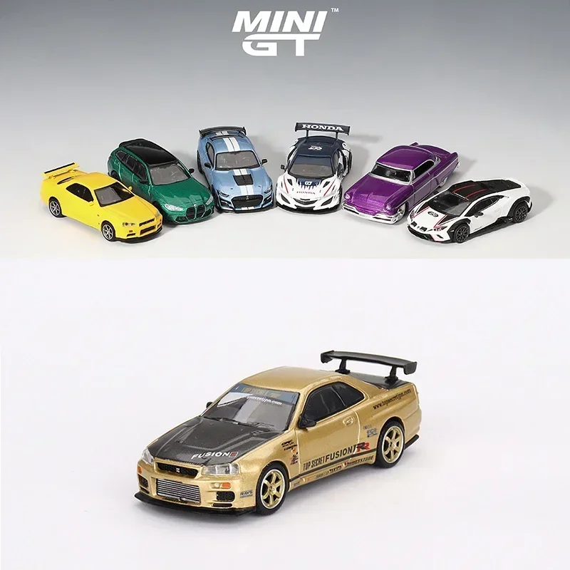 MINIGT 1/64 Nissan GTR Pagani Ford Lamborghini Bugatti Auto Legering Motorvoertuig Diecast Metaal Model Kids Kerstcadeau Speelgoed voor Jongens