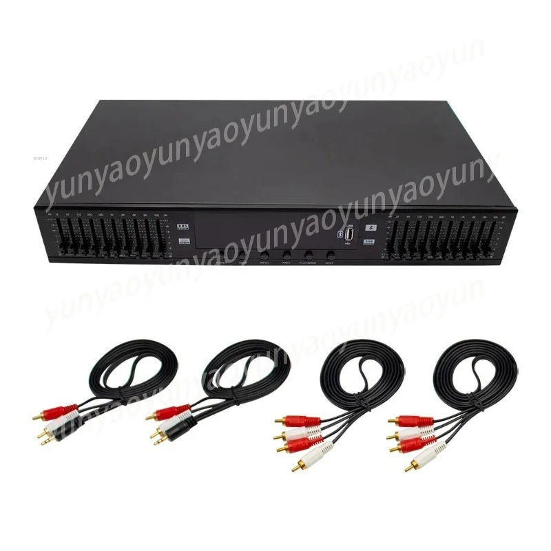 

220V 898 HIFI Stereo Equalizer – Dual 10-Segment Digital HD Preamplifier (Built-In USB & Bluetooth)