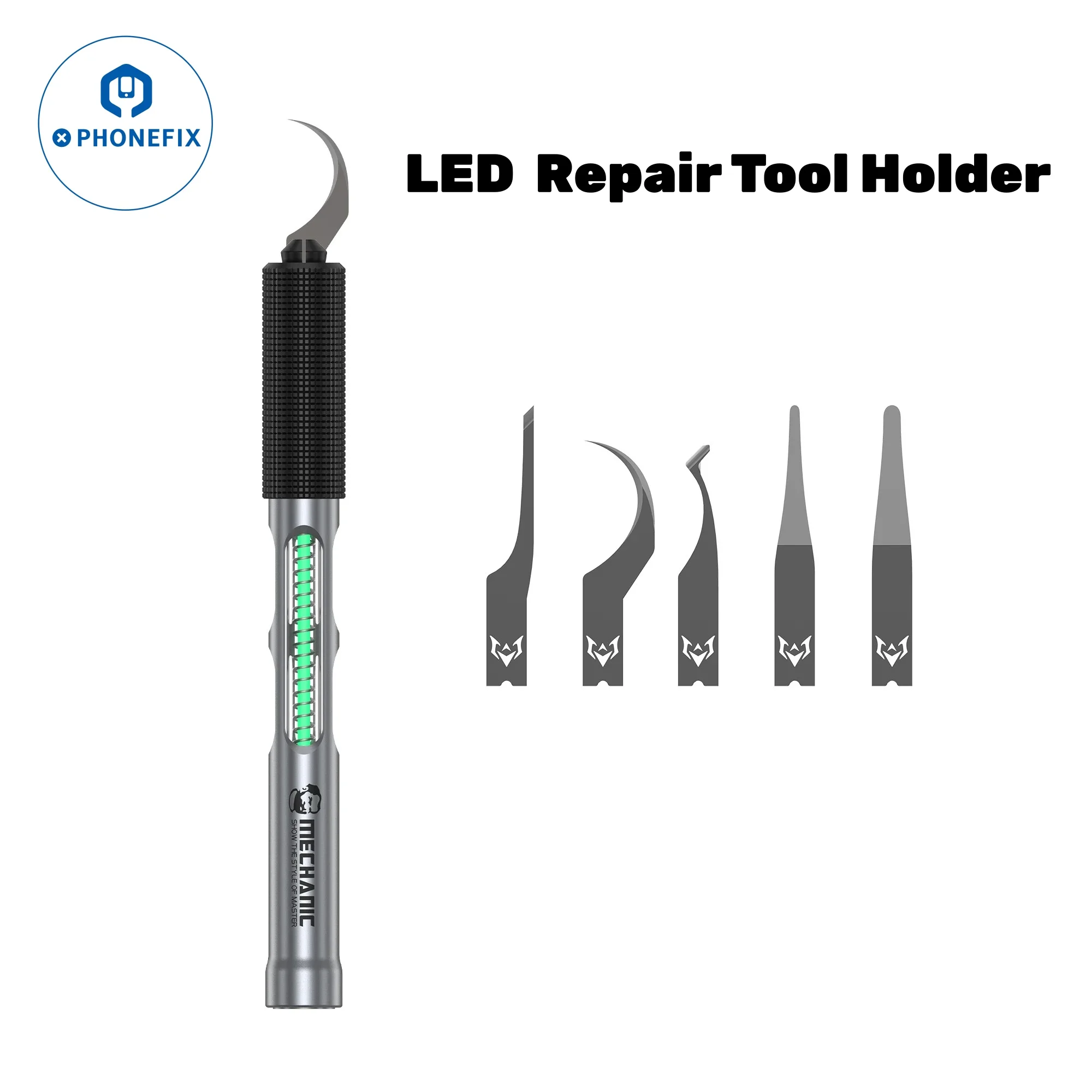 

Mechanic LED Hand-polished Blades Knife Handle with Battery for Phones IC CPU Prying Remove Glue Carving Knife Repair Tools Kit