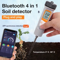 Tuya Bluetooth Soil Tester EC TDS CF Temp 4 in 1 Soil Detector Water and Soil Nutrient Analyzer for Hydroponics Planting Garden