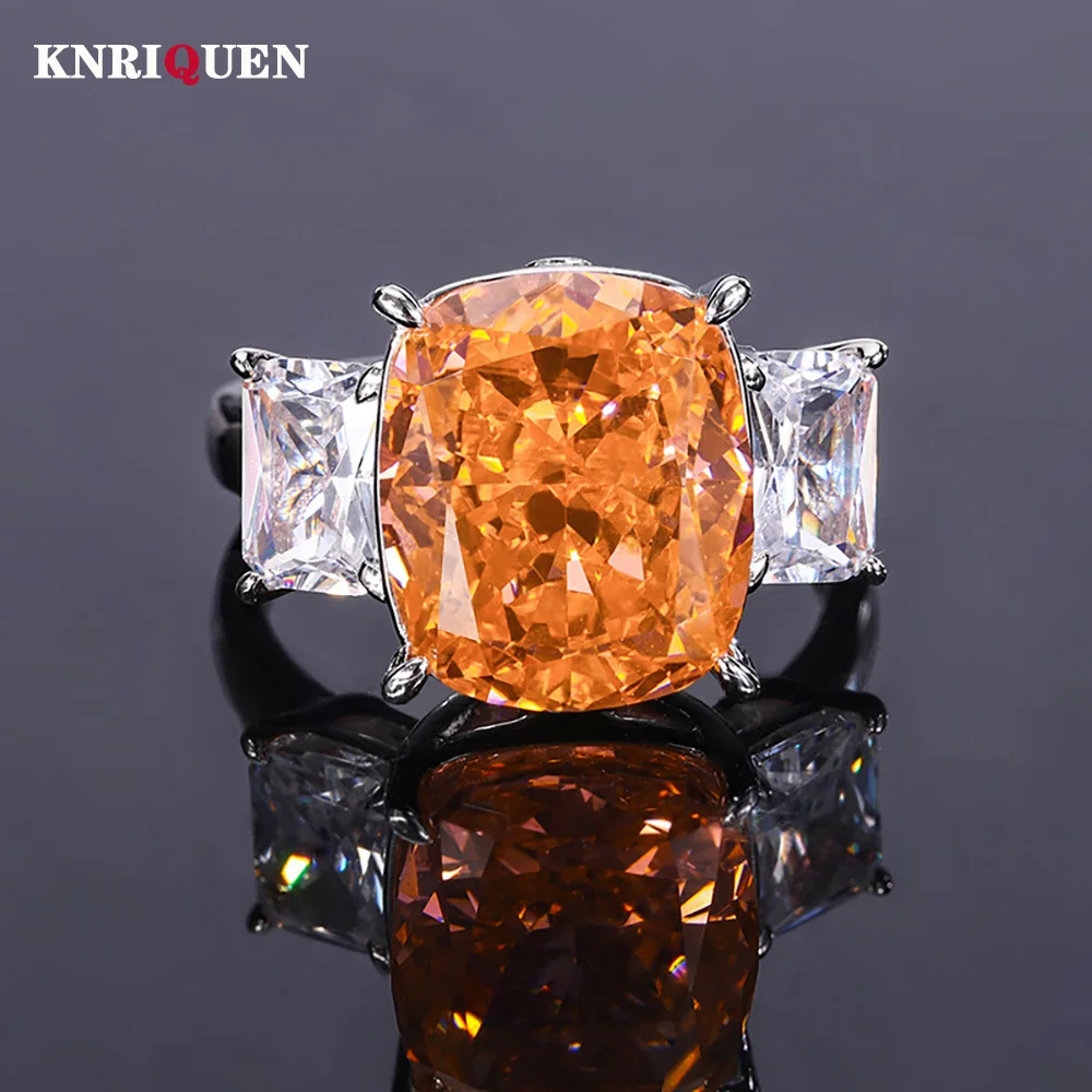 

Luxury Retro 925 Sterling Silver 11*13mm Iced Cut Topaz Gemstone Ring for Women Lab Diamond Wedding Party Fine Jewelry Lady Gift