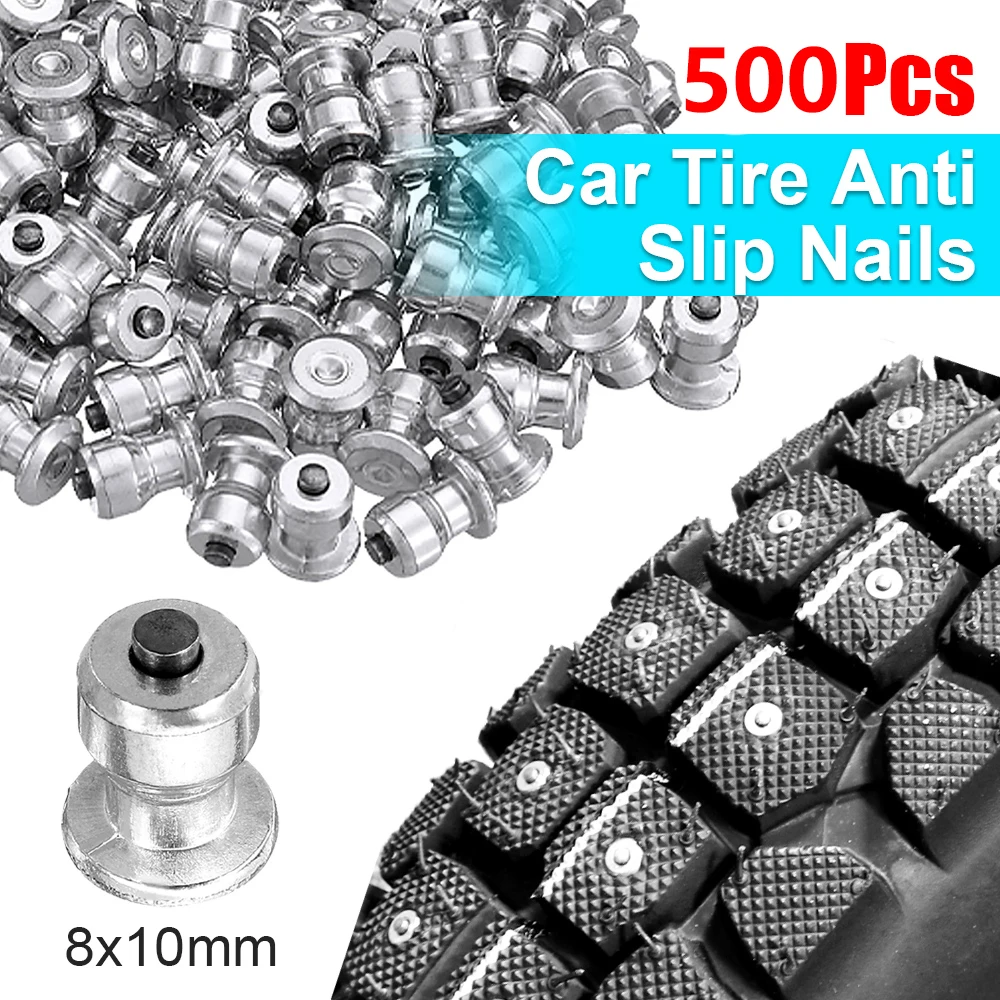 100/500Pcs 12mm Chains Spikes Studs Winter Anti-Snow Spikes Car Wheel Tire Stud Screws Motor Vehicles Anti-Slip Stud Tire Cleat