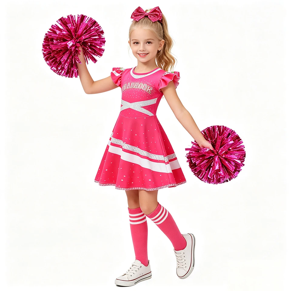 Zombies Same Style Cheerleading Fancy Girl Dress Halloween Cosplay Party Cheerleader Children Costume School Sport Cheer Uniform