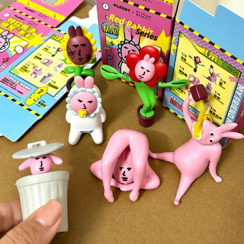 

Plzdot My Friend pink Rabbit さん“Abstract” Series Mini Blind Box Cajas Misteriosas Anime Figures Mystery Box Handmade Spoof Gift