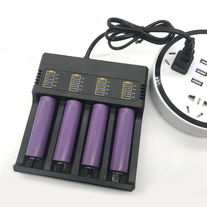 1 Piece 18650 Battery Charger 4 Slots Rechargeable Lithium Battery For 3.7V 18650 26650 21700 14500 16340 US Plug