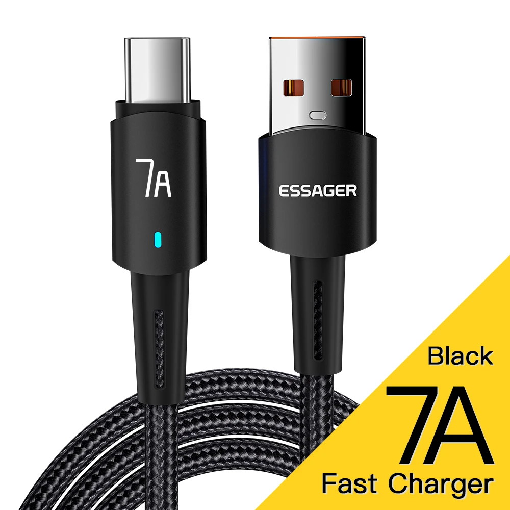 Essager 7A USB Typ C Kabel für Huawei P40 P30 Pro 100W Schnellladedatenkabel für Oneplus Samsung Realme USB-C Ladekabel