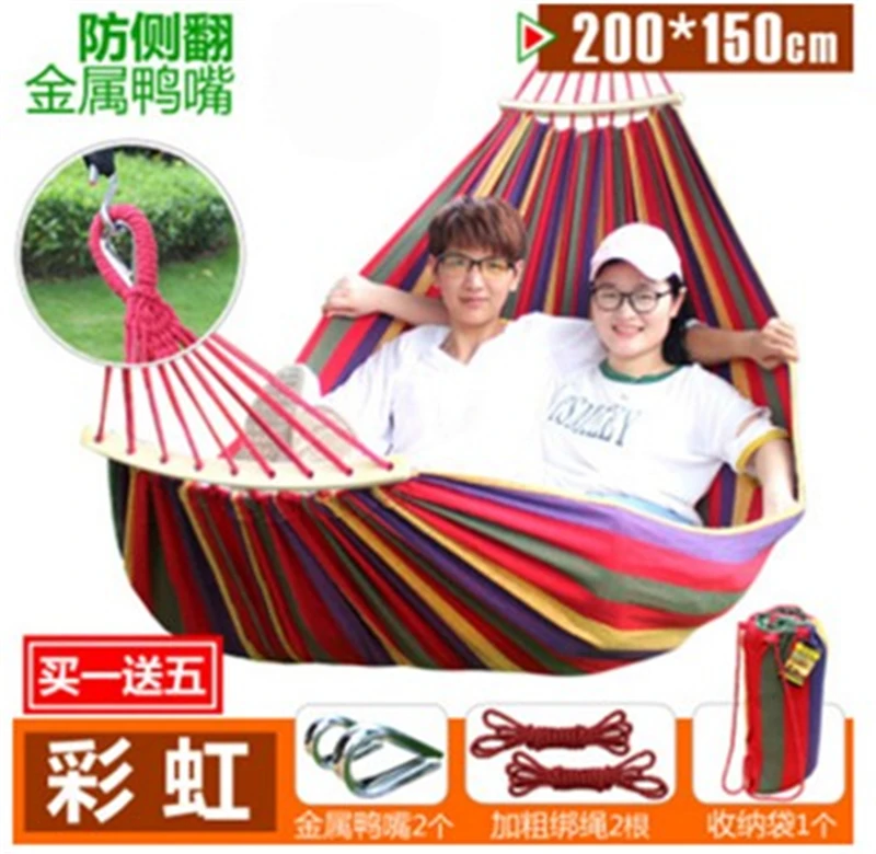 The product can be customized. Anti-rollover hanging sheets double widened canvas hammock outdoor camping indoor