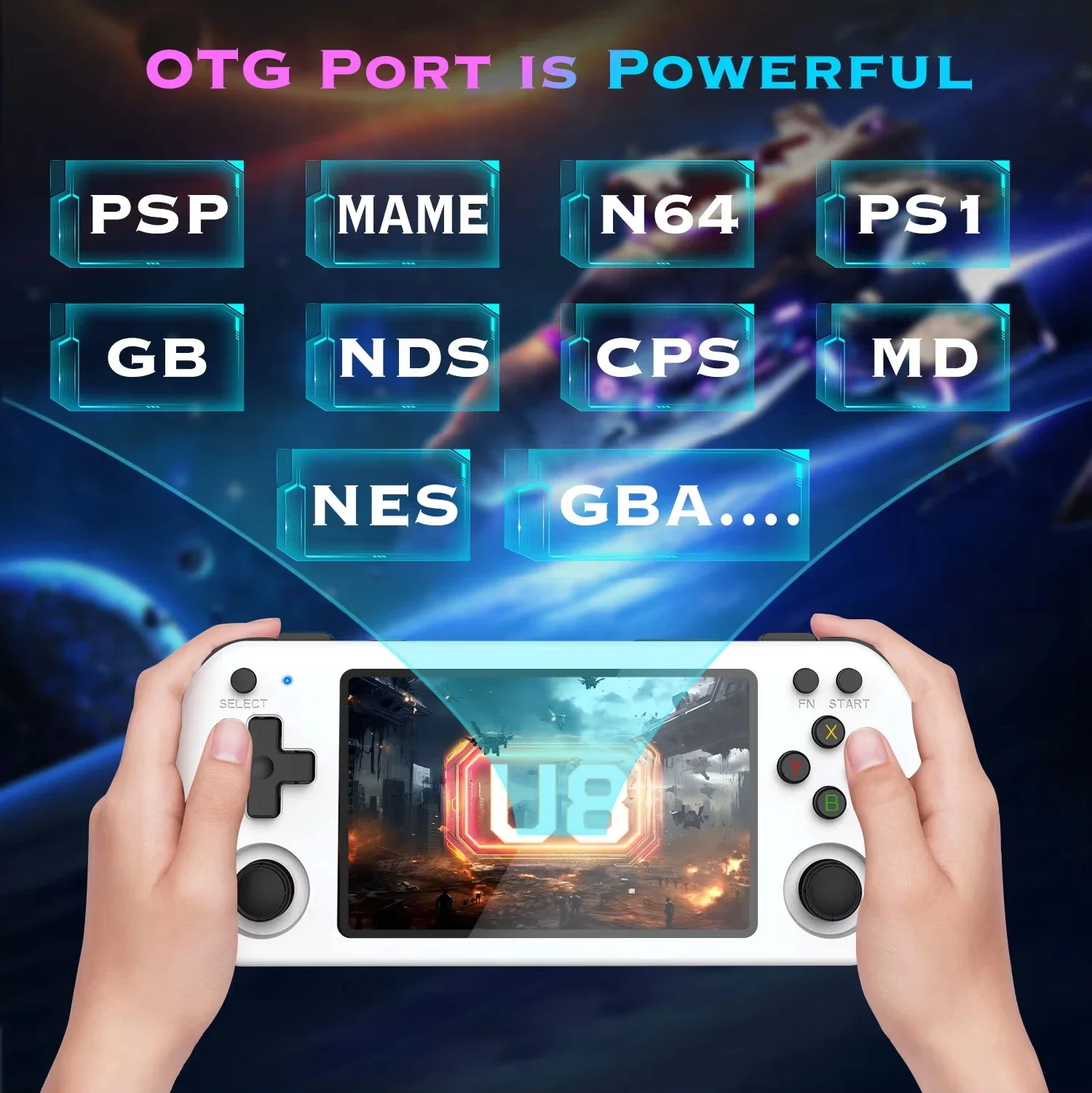 

U8 64GB 128 Retro Handheld Video Game ConsoleLinux System 4.0-inch IPS Screen Portable Pocket Video Player Holiday Gift