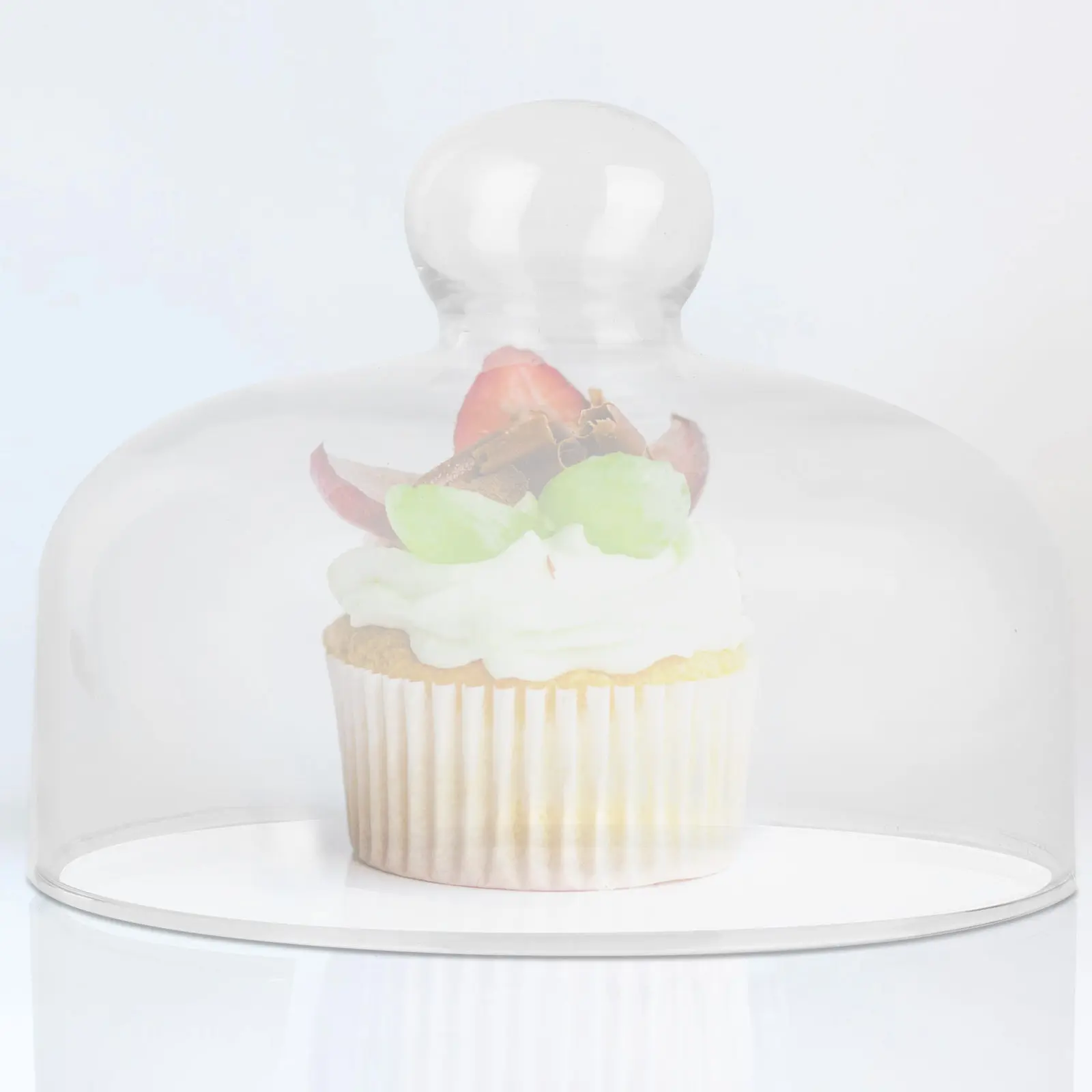 Microwave Heating Cover for household users to maintain food quality, transparent glass 18x18x14.5cm