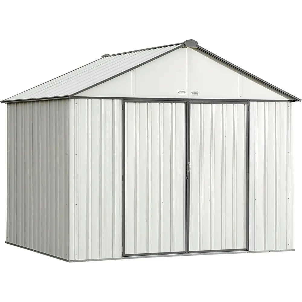 

Cream EZEE Shed with Charcoal Trim: 10x8 ft Extra High Gable Steel Storage Shed