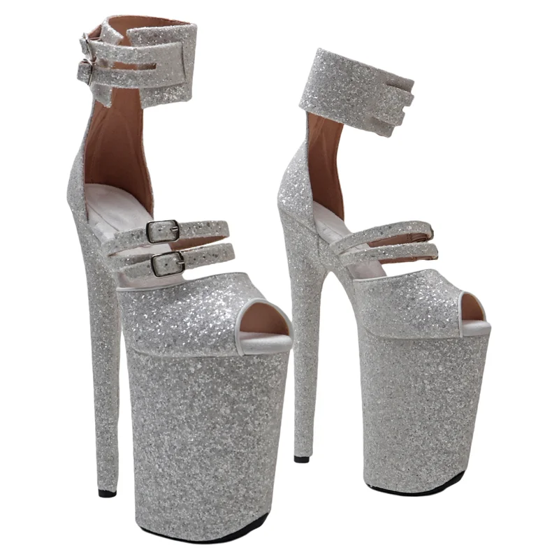 

Leecabe 23CM / 9inches Glitter Upper fashion Platform High Heels Sandals stripper heel Pole Dance shoes