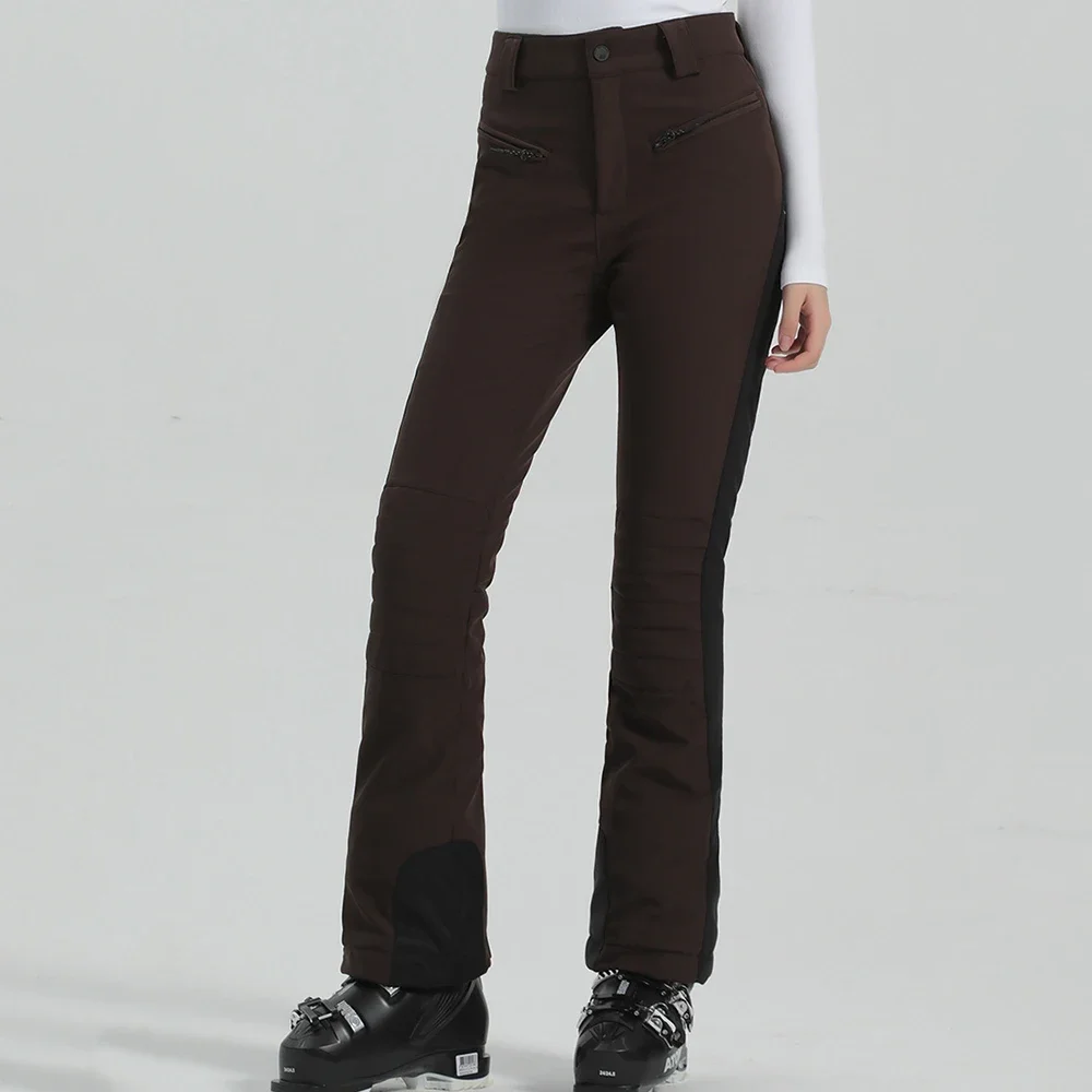 Pantalones de esquí ajustados para mujer, ropa de nieve cálida, impermeable, alta elasticidad, invierno, 2025