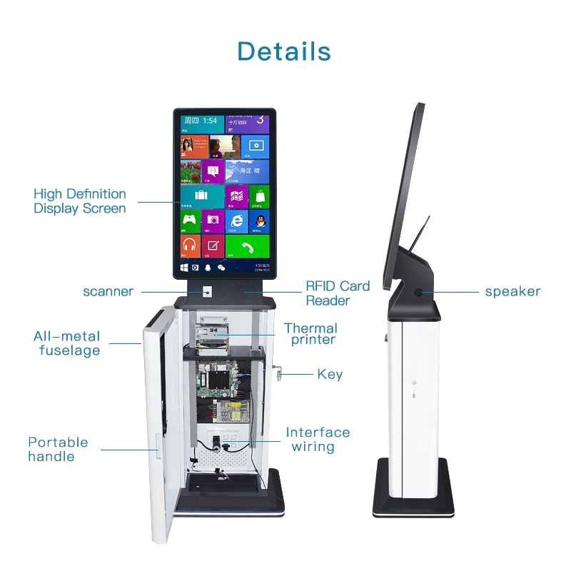 Interactive Touch Visitor Management Self Cash Terminal Self Service Payment Kiosk 27 32 Inch Hotel Hospital Check in Kiosk