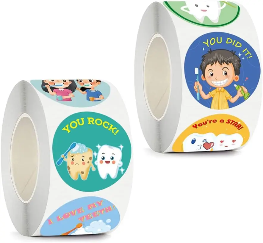 

1000pcs 1.5 Inch Cute Tooth Stickers for School Rewards, Prizes, Party Favors in 16 Styles