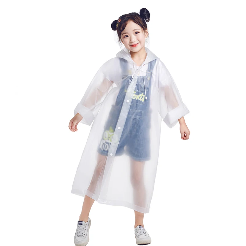 High Quality Eva Children Raincoat Waterproof Transparent Thickened Camping Hiking Boys and Girls Non-disposable Raincoat Set