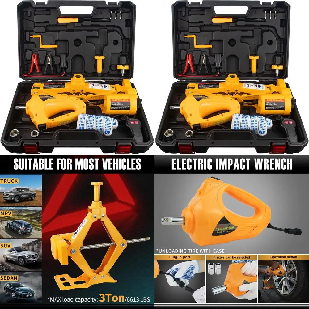 

12V Electric Car Jack for Sedans, 3-Ton Capacity, Scissor Lift with Impact Wrench Kit, 4.72-14.57 Lifting Range