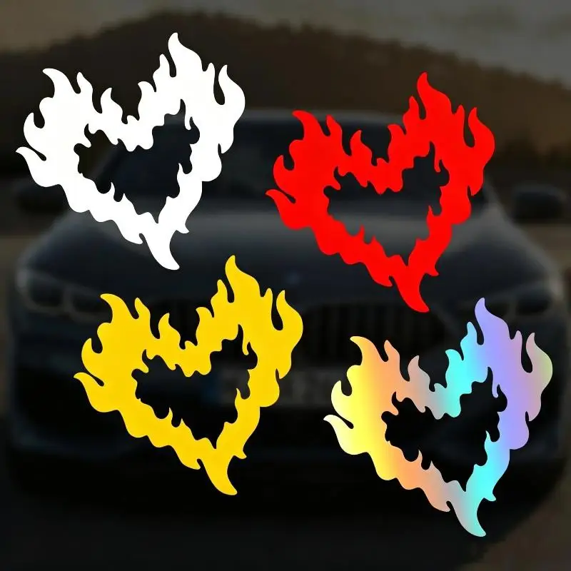 Flammenherz-Autoaufkleber mit wasserfester, sonnenbeständiger Beschichtung, perfekt für die Dekoration von Autofenstern, Laptops und Wänden – Detail 3