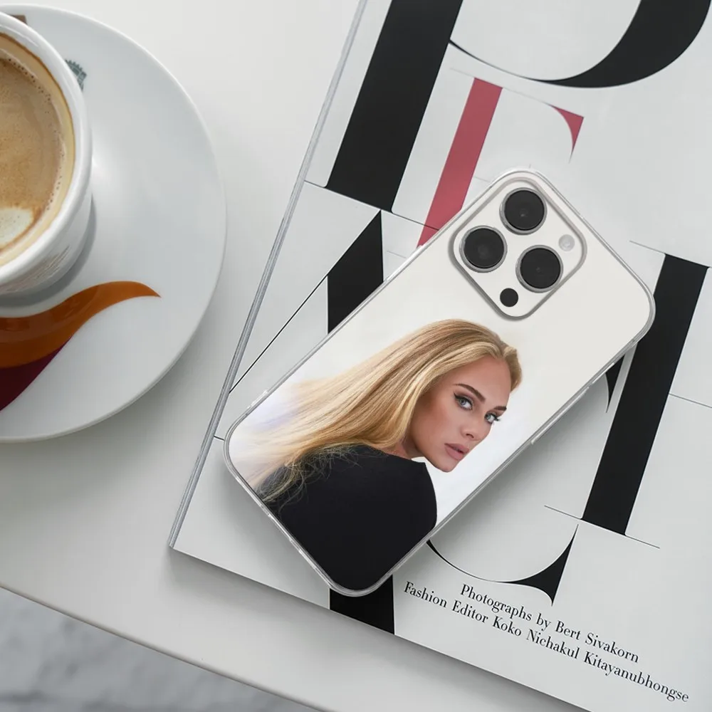 Capa de telefone cantor a-adele para iphone 16,15,14,13,12,11 plus, pro, max, zr,xs, x,7,8 plus, se, mini concha macia de silicone transparente