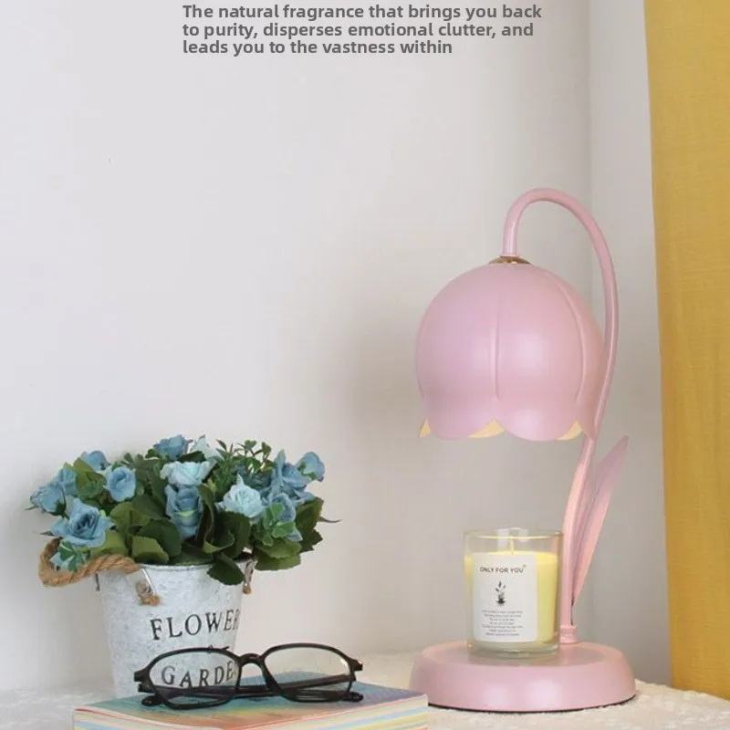 Lily of The Valley Metal Wax Melter Lamp Infinite Dimming Timing Flameless Dual 110V/220V Voltage Bedroom Aroma Decor Gift Lamp
